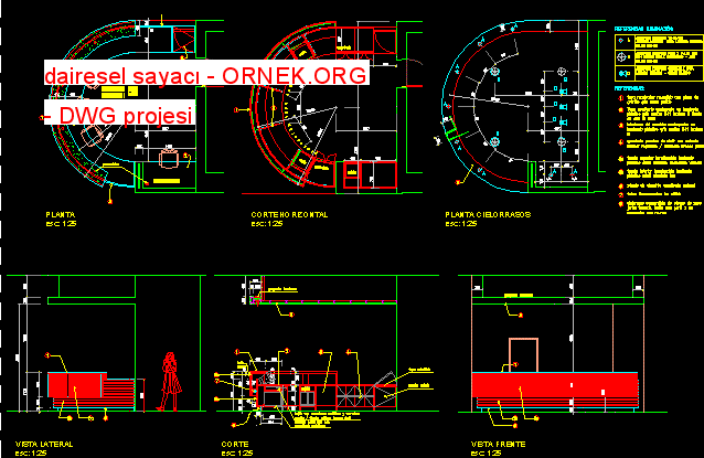 Proje Sitesi dairesel sayacı Autocad Projesi