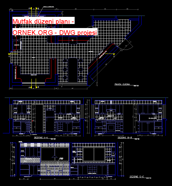 Proje Sitesi Mutfak D Zeni Plan Autocad Projesi