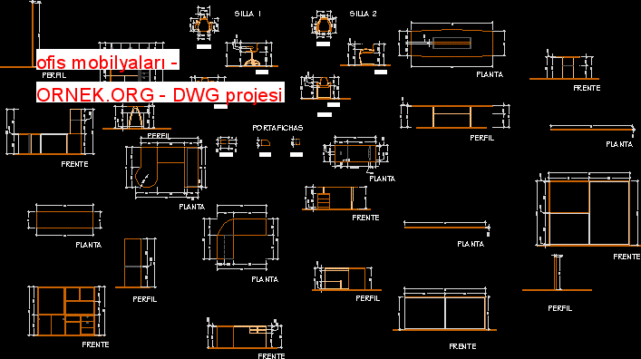 Proje Sitesi ofis mobilyaları Autocad Projesi