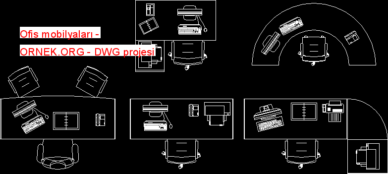 Proje Sitesi Ofis Mobilyalar Autocad Projesi