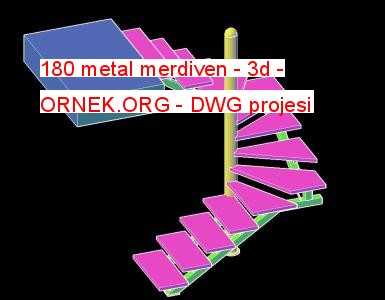 180 metal merdiven - 3d Autocad Çizimi