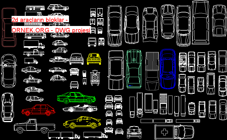 2d araçların bloklar Autocad Çizimi