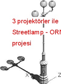3 projektörler ile Streetlamp
