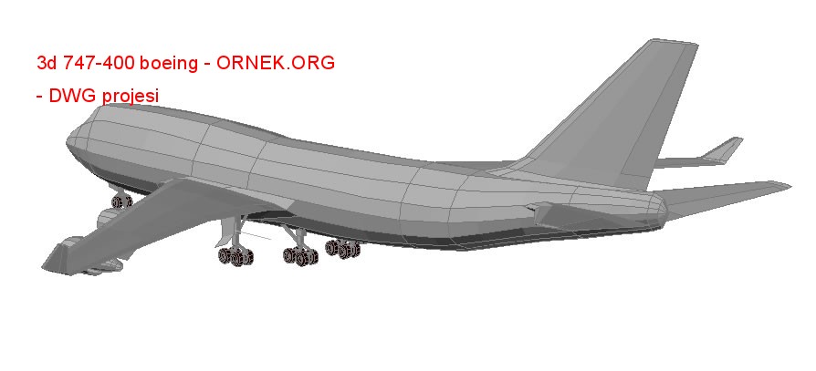 3d 747-400 boeing Autocad Çizimi
