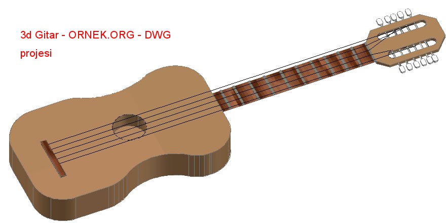 3d Gitar Autocad Çizimi
