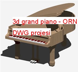 3d grand piano Autocad Çizimi