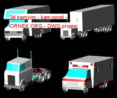 3d kamyon - kamyonet Autocad Çizimi