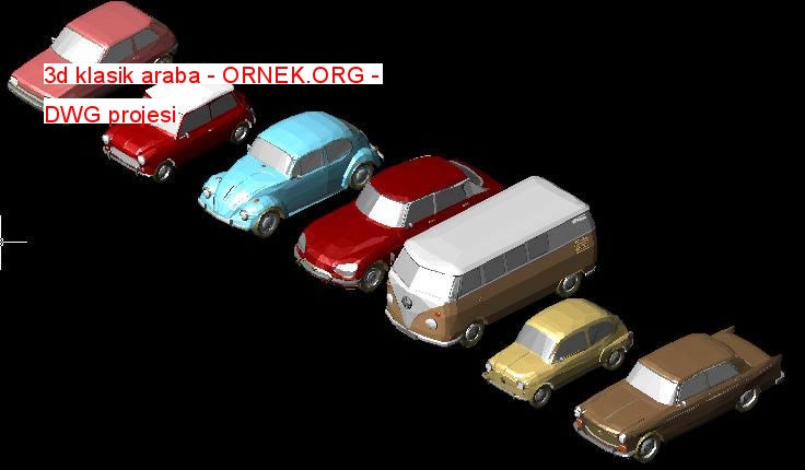 3d klasik araba Autocad Çizimi