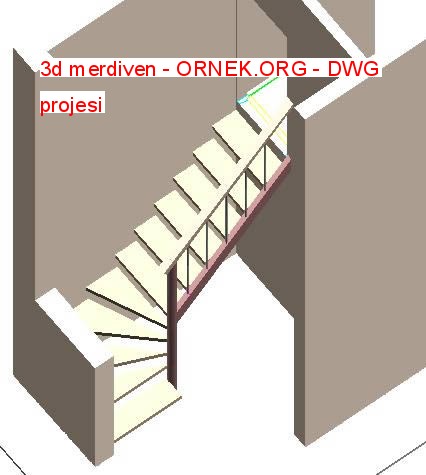 3d merdiven Autocad Çizimi