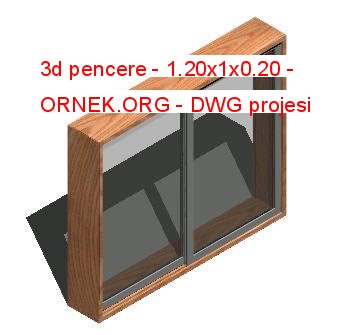 3d pencere - 1.20x1x0.20 Autocad Çizimi