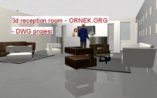 3d reception room Autocad Çizimi