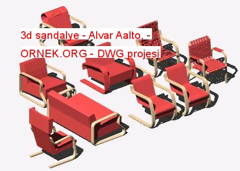 3d sandalye - Alvar Aalto, Autocad Çizimi