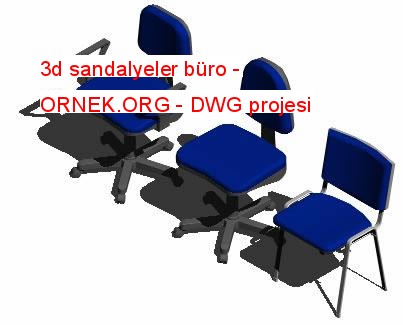 3d sandalyeler büro Autocad Çizimi