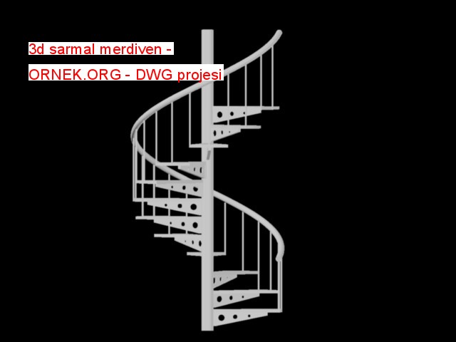 3d sarmal merdiven Autocad Çizimi