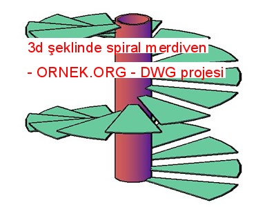 3d şeklinde spiral merdiven Autocad Çizimi