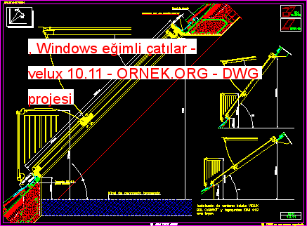 , Windows eğimli çatılar - velux 10.11 Autocad Çizimi