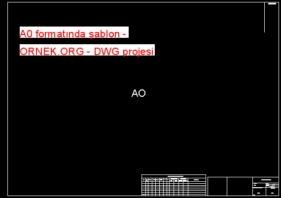 A0 formatında şablon Autocad Çizimi