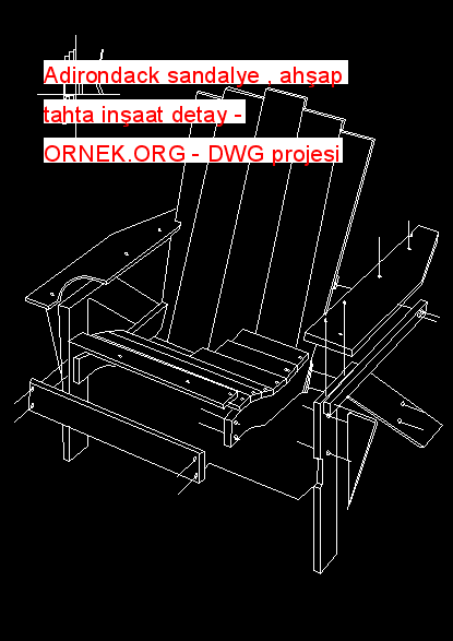 Adirondack sandalye , ahşap tahta inşaat detay Autocad Çizimi