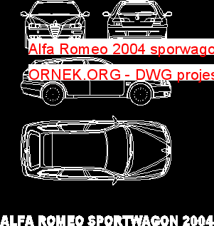 Alfa Romeo 2004 sporwagon Autocad Çizimi