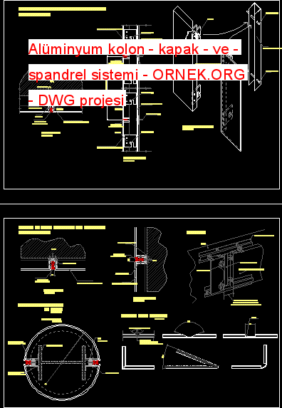 Alüminyum kolon - kapak - ve - spandrel sistemi Autocad Çizimi