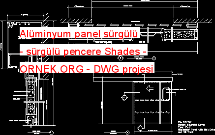 Alüminyum panel sürgülü - sürgülü pencere Shades Autocad Çizimi