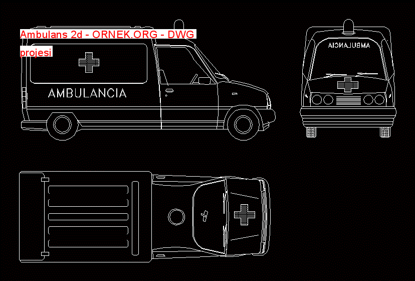 Ambulans 2d Autocad Çizimi