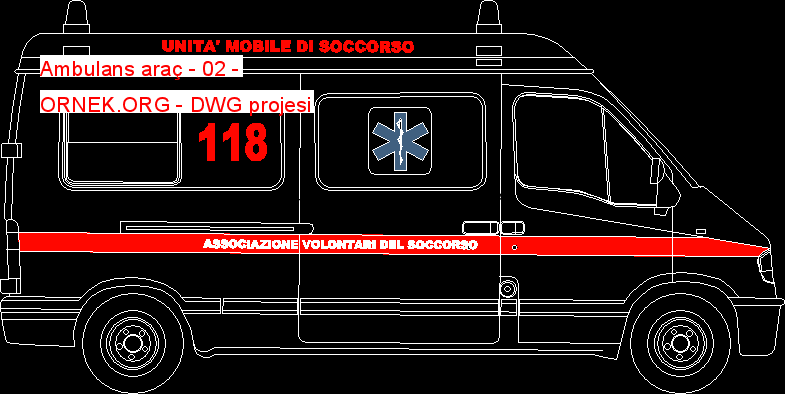 Ambulans araç - 02 Autocad Çizimi