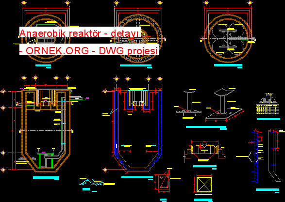 Anaerobik reaktör - detayı Autocad Çizimi