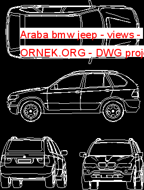Araba bmw jeep - views Autocad Çizimi