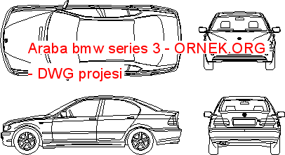 Araba bmw series 3 Autocad Çizimi