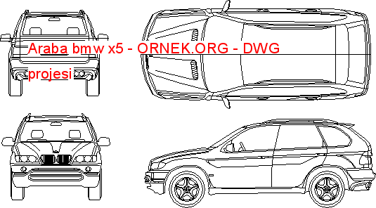 Araba bmw x5 Autocad Çizimi