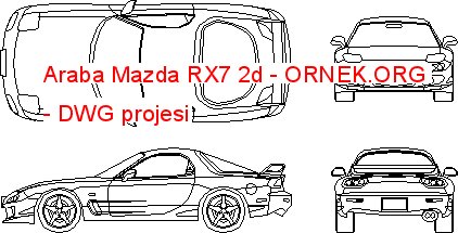 Araba Mazda RX7 2d Autocad Çizimi