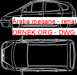 Araba megane - renault Autocad Çizimi