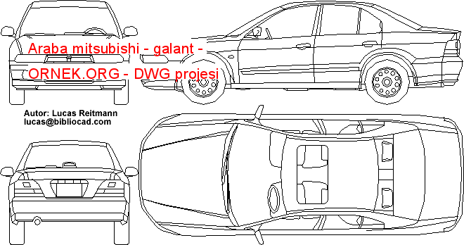 Araba mitsubishi - galant Autocad Çizimi