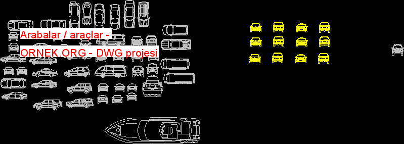 Arabalar - araçlar Autocad Çizimi