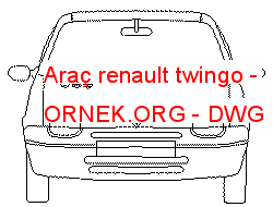 Araç renault twingo Autocad Çizimi