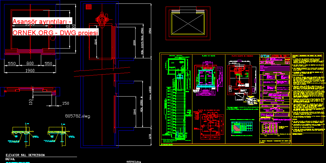 Asansör ayrıntıları Autocad Çizimi