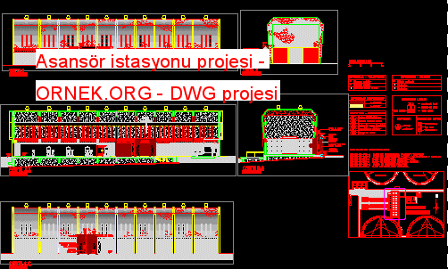 Asansör istasyonu projesi Autocad Çizimi