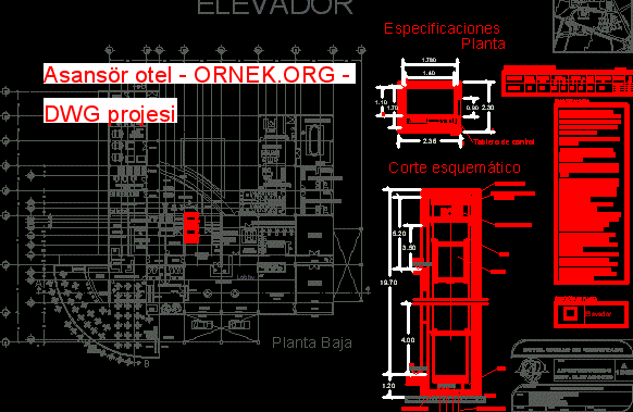 Asansör otel Autocad Çizimi