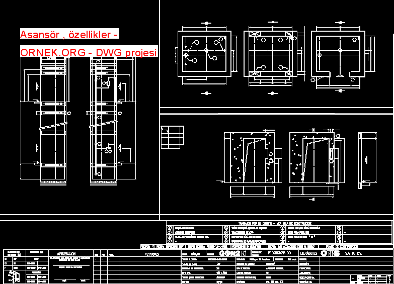 Asansör , özellikler Autocad Çizimi