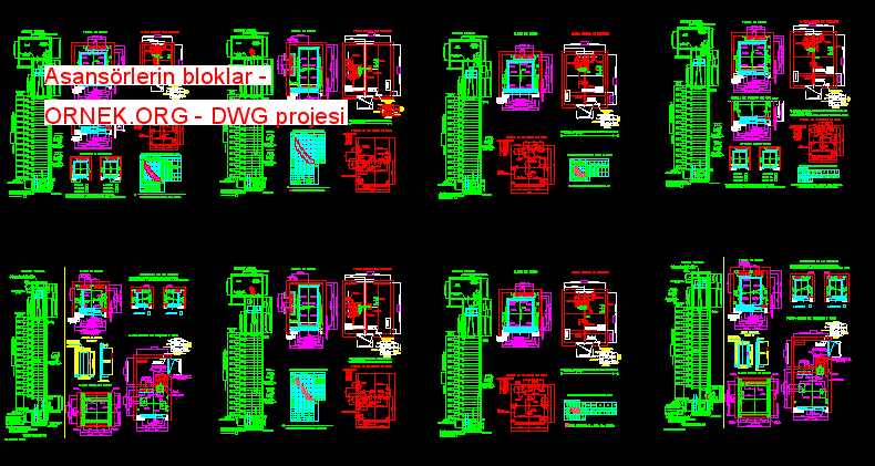 Asansörlerin bloklar Autocad Çizimi