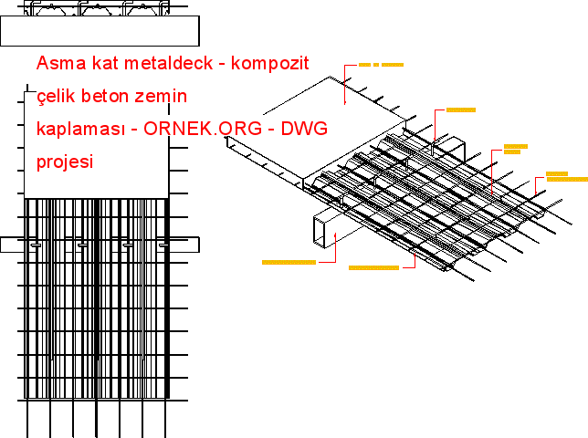 Asma kat metaldeck - kompozit çelik beton zemin kaplaması