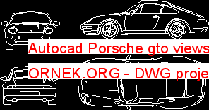 Autocad Porsche gto views Autocad Çizimi