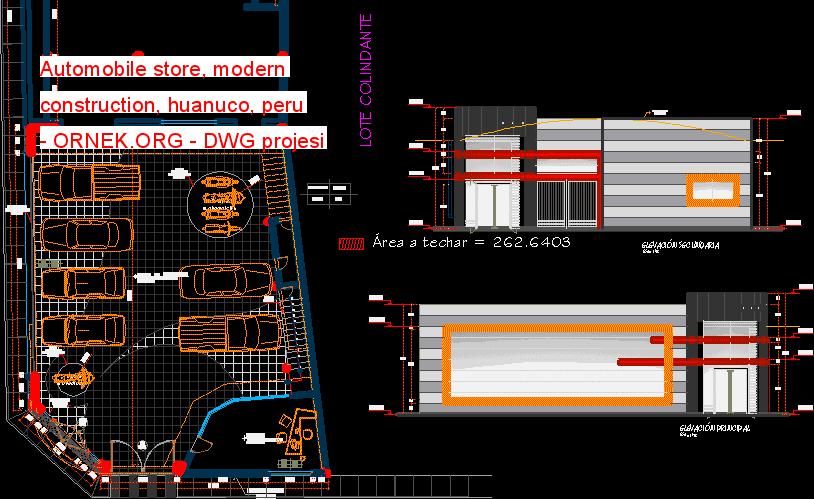 Automobile store, modern construction, huanuco, peru Autocad Çizimi