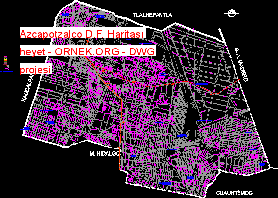 Azcapotzalco D.F. Haritası heyet Autocad Çizimi
