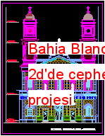 Bahia Blanca Katedrali - 2d'de cephe Autocad Çizimi