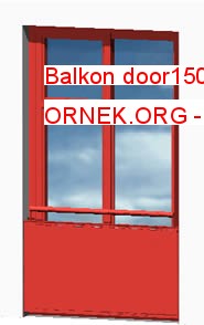 Balkon door150x270cm 3d Autocad Çizimi