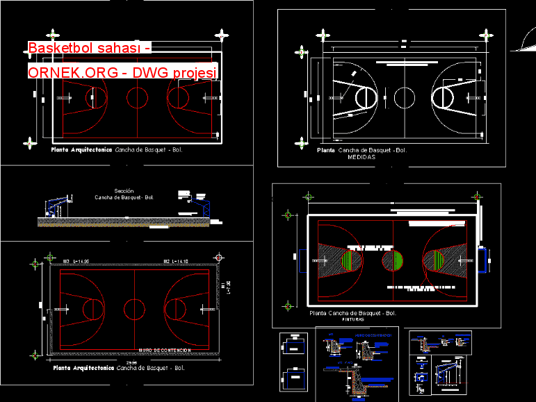 Basketbol sahası Autocad Çizimi