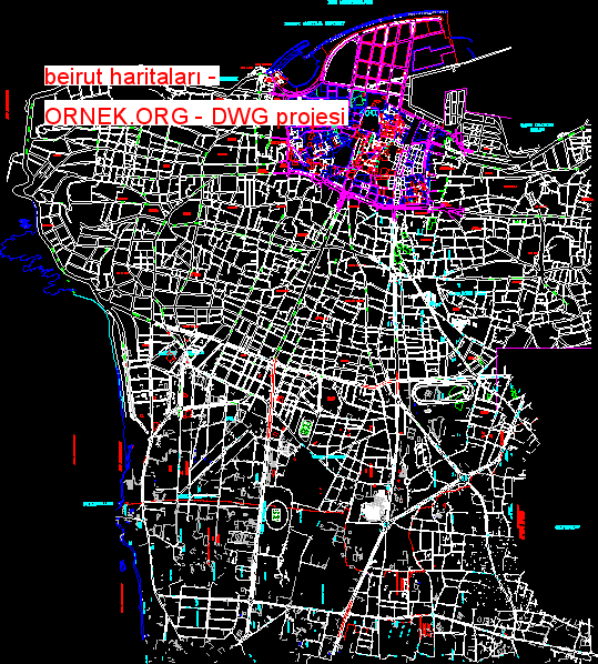 beirut haritaları Autocad Çizimi