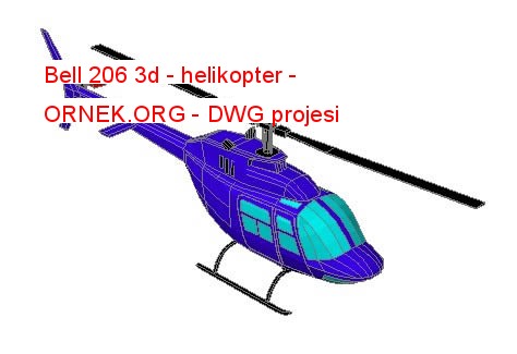 Bell 206 3d - helikopter Autocad Çizimi